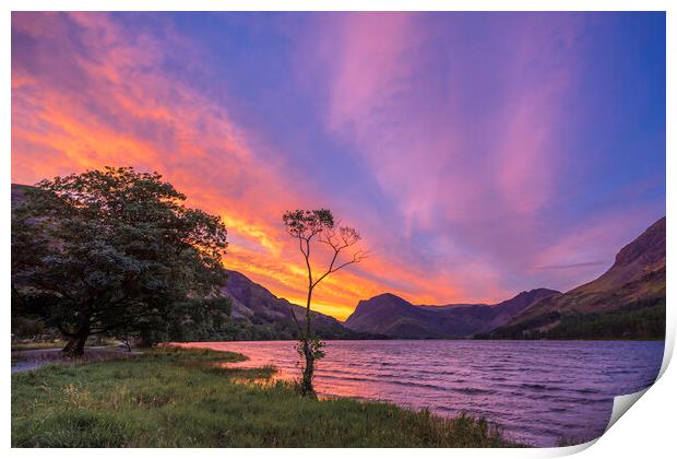 Dawn over Buttermere, 3rd September 2017 Print by Andrew Sharpe