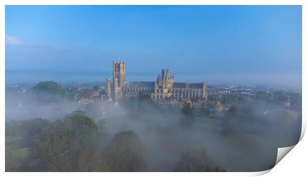 Misty morning in Ely, 9th October 2021 Print by Andrew Sharpe