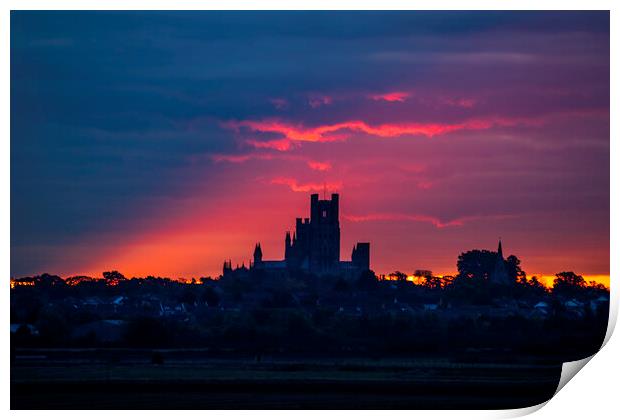 Dawn over Ely Cathedral, 23rd October 2021 Print by Andrew Sharpe