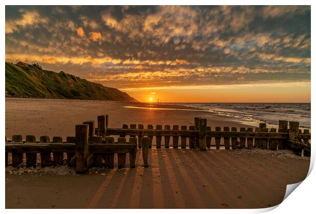 Sunset over Mundesley, Norfolk, 19th June 2022 Print by Andrew Sharpe