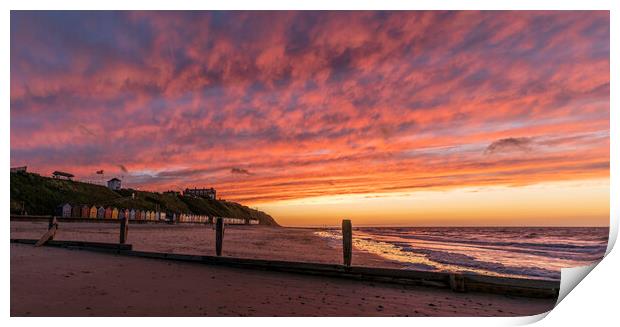 Sunset over Mundesley, Norfolk, 19th June 2022 Print by Andrew Sharpe