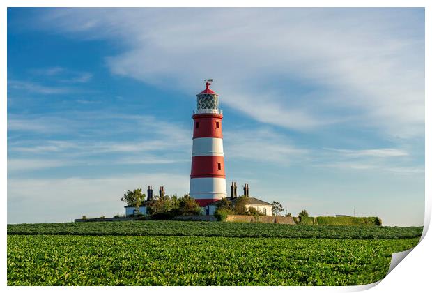 Happisburgh lighthouse, in evening light, 21st June 2022 Print by Andrew Sharpe