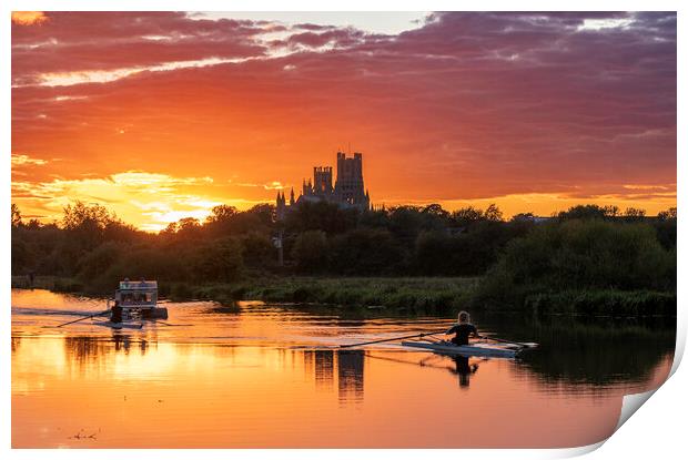 Sunset behind Ely Cathedral, 28th September 2022 Print by Andrew Sharpe