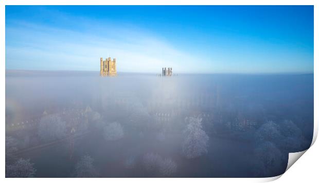 Frosty, misty morning in Ely, Cambridgeshire, 22nd January 2023 Print by Andrew Sharpe