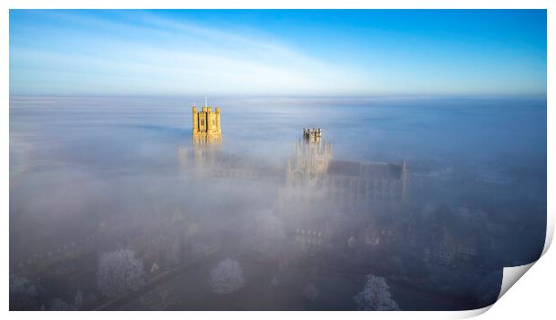 Frosty, misty morning in Ely, Cambridgeshire, 22nd January 2023 Print by Andrew Sharpe