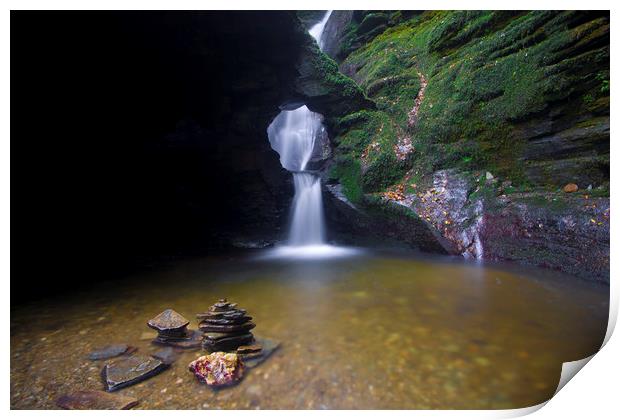 St Nectan's Kieve and waterfall Print by Andrew Sharpe