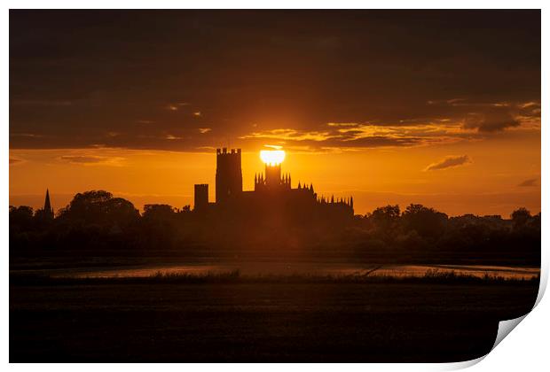 Ely Cathedral at sunset Print by Andrew Sharpe