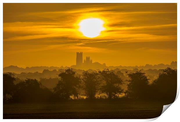 Sunrise over Ely Cathedral, 11th September 2016 Print by Andrew Sharpe