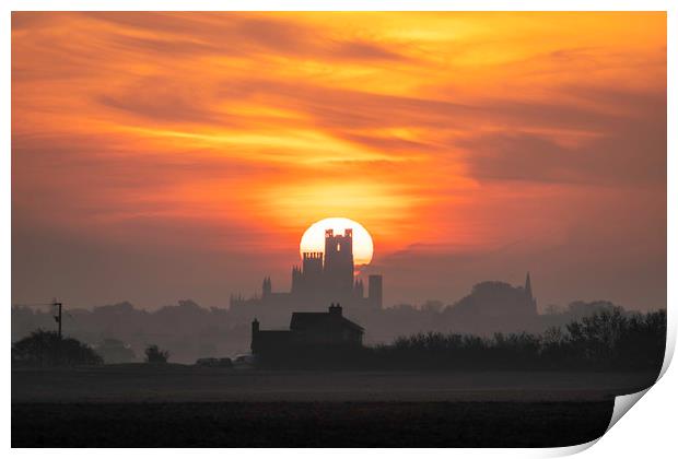 Dawn over Ely, Cambridgshire Print by Andrew Sharpe