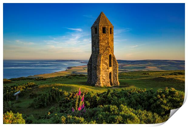 St Catherine's Oratory, Isle of Wight Print by Andrew Sharpe