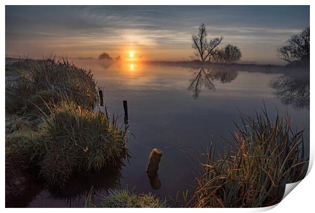 Dawn over the River Great Ouse, Ely, 1st April 2016 Print by Andrew Sharpe