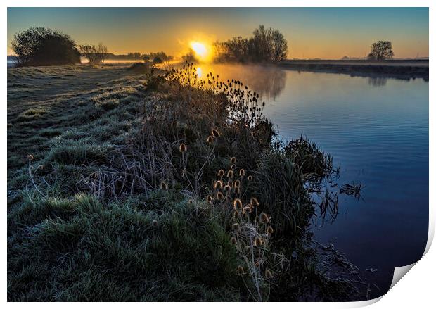 Dawn over the River Great Ouse, Ely, 10th April 2016 Print by Andrew Sharpe