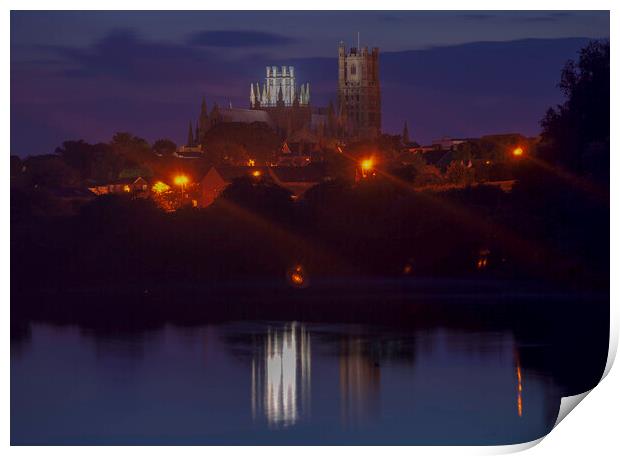 Ely Cathedral, from Roswell Pits Print by Andrew Sharpe