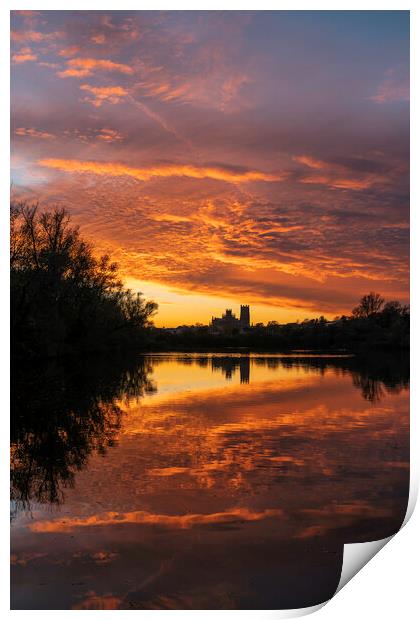 Sunset over Ely, 6th November 2020 Print by Andrew Sharpe