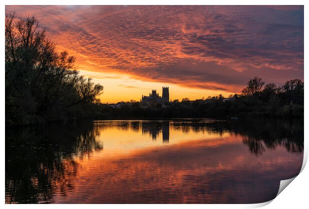 Sunset over Ely, 6th November 2020 Print by Andrew Sharpe