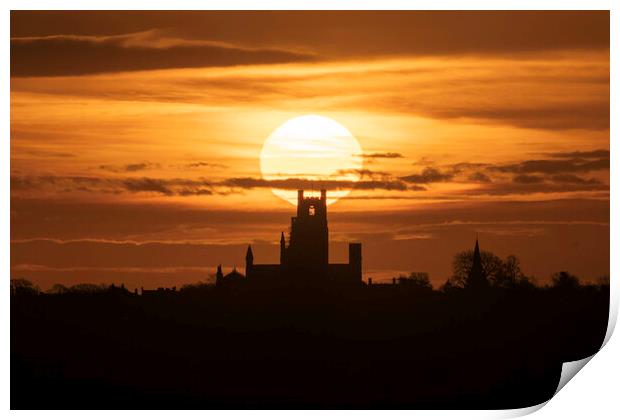 Sunrise behind Ely Cathedral, 24th February 2021 Print by Andrew Sharpe