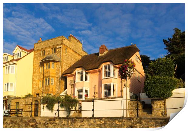 Library Cottage, and Sundial, Marine Parade, Lyme Regis Print by Andrew Sharpe