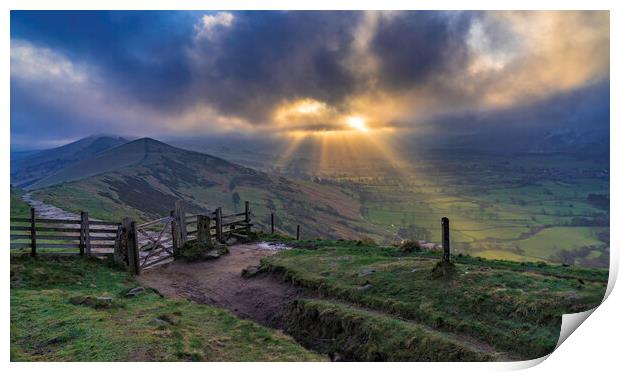Hope Valley from the Great Edge, Peak District National Park, Da Print by Andrew Sharpe