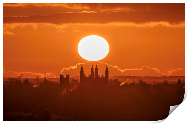 Sunrise behind King's College Chapel, Cambridge, 11th April 2021 Print by Andrew Sharpe
