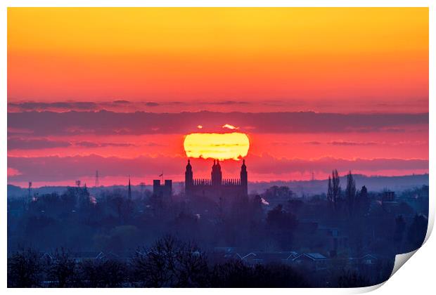 Kings College Chapel at Sunrise Print by Andrew Sharpe
