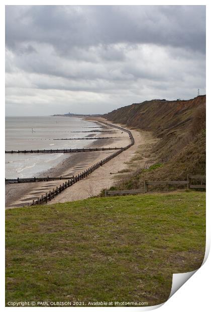 Mundesley ocean beach Print by PAUL OLBISON