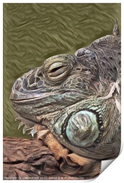 Iguana close up  Print by Julia Watkins