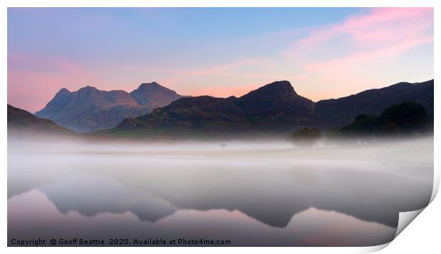 The Langdale Pikes and Side Pike from Blea Tarn Print by Geoff Beattie