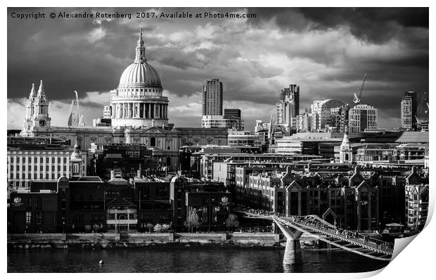 St. Paul's Cathedral and Millennium Bridge, London Print by Alexandre Rotenberg