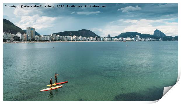 Two men on a Stand Up Paddle on Copacabana Beach,  Print by Alexandre Rotenberg