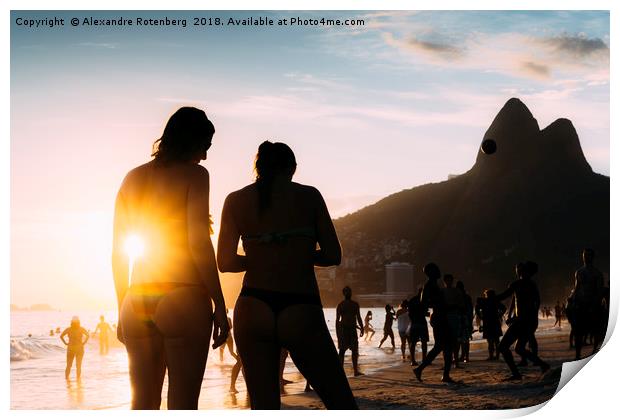 Ipanema Beach, Rio de Janeiro, Brazil sunset Print by Alexandre Rotenberg