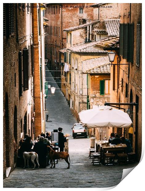 Aperitivo time in Siena, Tuscany, Italy Print by Alexandre Rotenberg