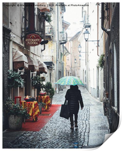 Quaint Italian damp street Print by Alexandre Rotenberg