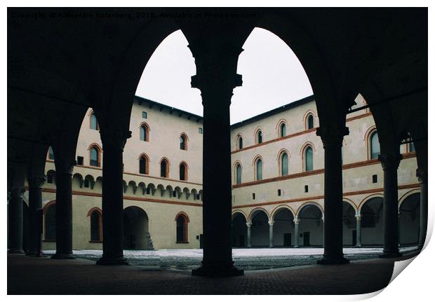 Italian Courtyard at Winter Print by Alexandre Rotenberg