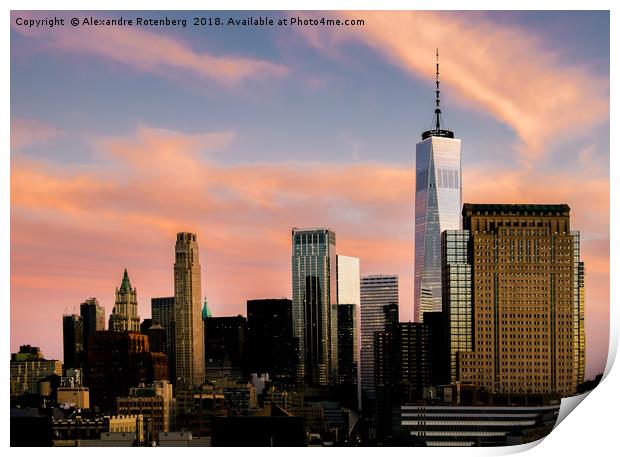 Manhattan, New York City Sunset Print by Alexandre Rotenberg