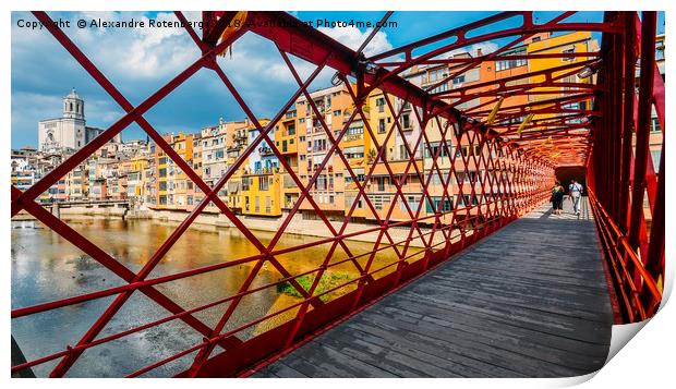 Iron bridge in Girona, Catalonia, Spain Print by Alexandre Rotenberg