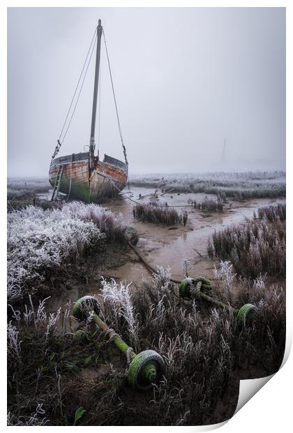Beached Boat in the Fog Print by Daniel Farrington