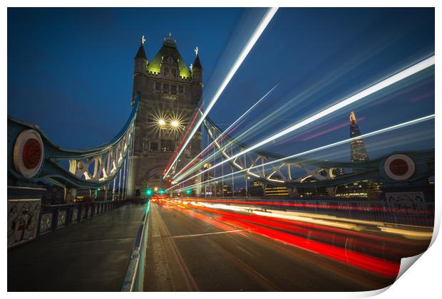 Rush Hour on Tower Bridge Print by Daniel Farrington