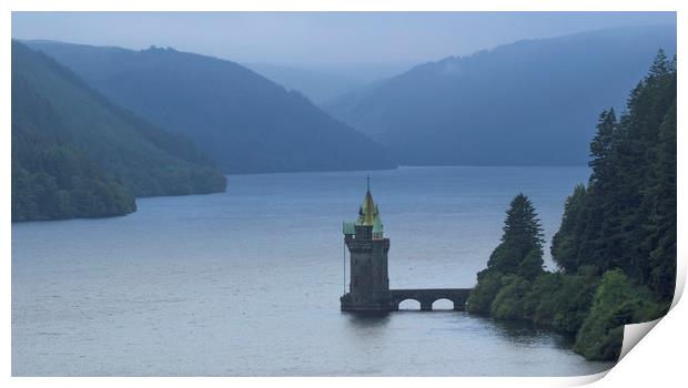 Lake Vyrnwy Water Tower Print by Kelly Bailey