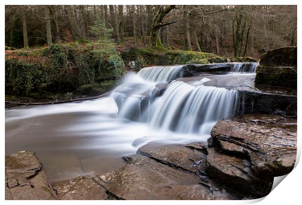 Naturally stepped stone falls - Taf Fechan Print by Ramas King