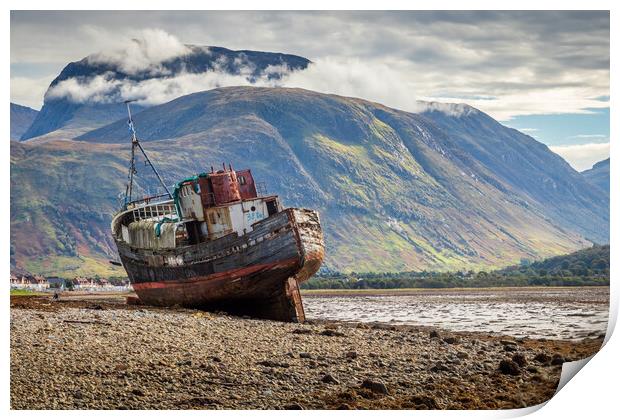 Corpach Wreck and Ben Nevis  Print by Tony Keogh