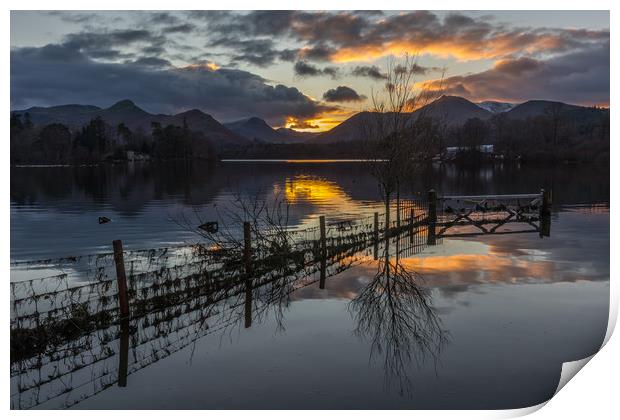 Derwent Water Sunset Print by Tony Keogh