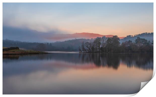 Rydal Water sunrise in the Lake District Print by Tony Keogh