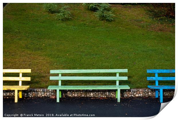 Park benches Print by Franck Metois