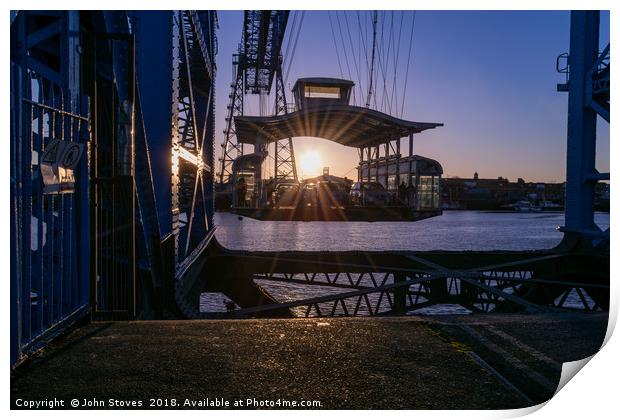 Transporter Bridge at Sunset Print by John Stoves