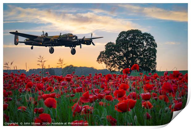 Lancaster Bomber coming home! Print by John Stoves