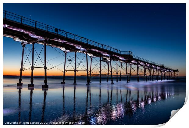 Saltburn Pier at Night Print by John Stoves