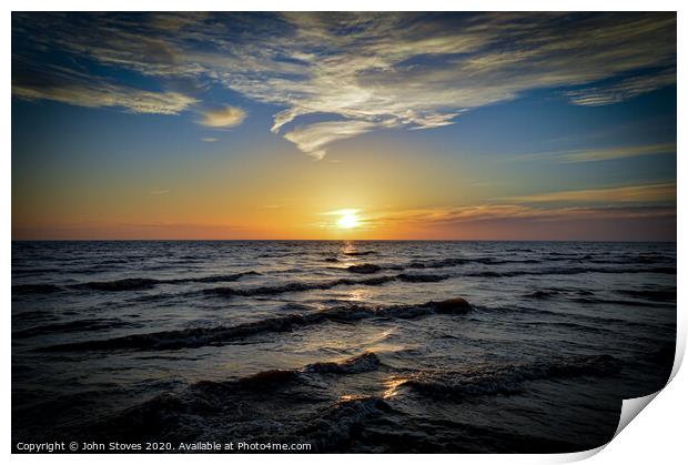 Ocean Sunset Print by John Stoves