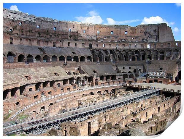 Colosseum interior, Rome, Italy Print by Linda More