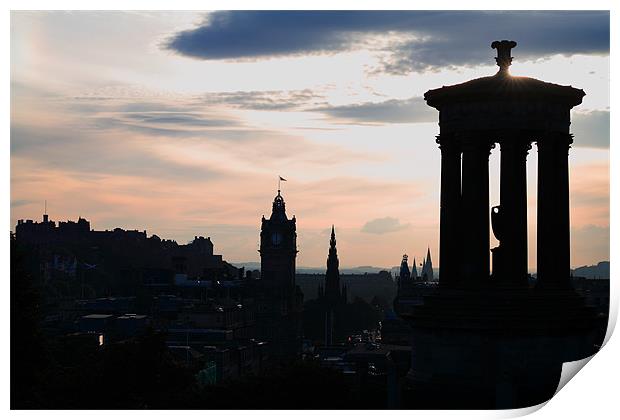 Edinburgh Skyline at dusk Print by Linda More