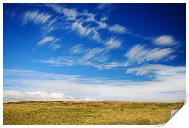 Romantic sky and moorland Print by Linda More